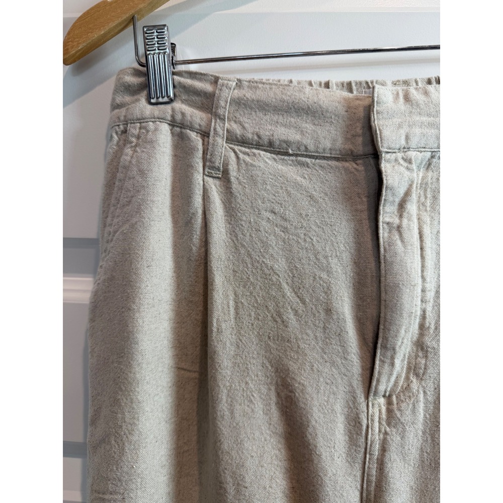 Cotton On Womens Wide Leg Linen Blend Pleated Pants Oatmeal Beige Size 4 trouser - Picture 5 of 9